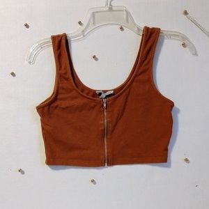 Charlotte Russe Zip Up Super Cropped Top